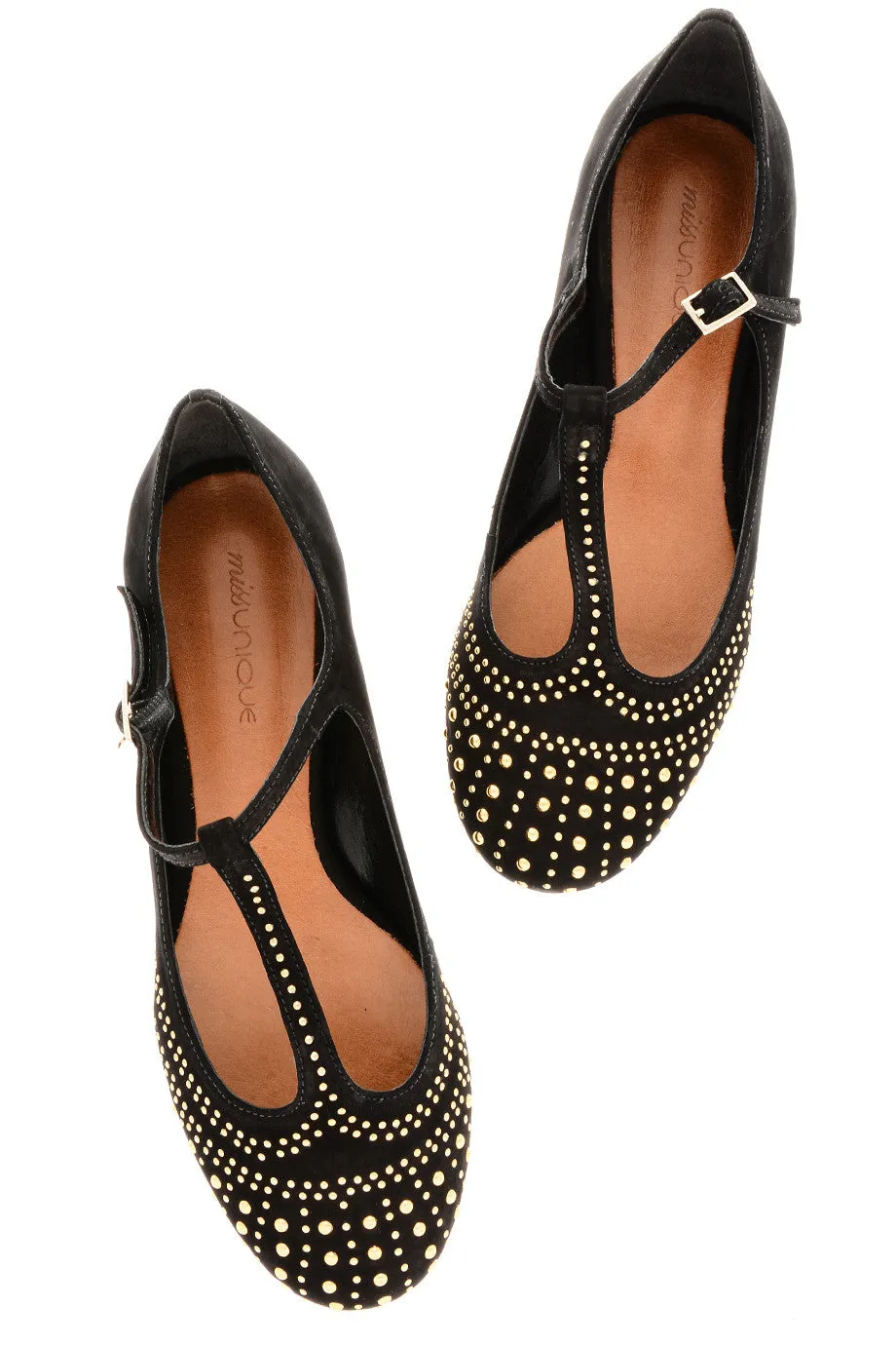 SABILE Black Studded Ballerinas