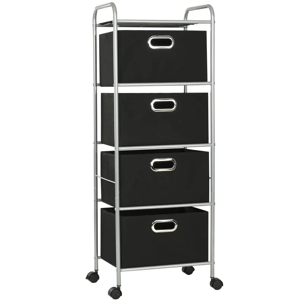 Shelving Unit with 4 Storage Boxes Steel and Non-woven Fabric