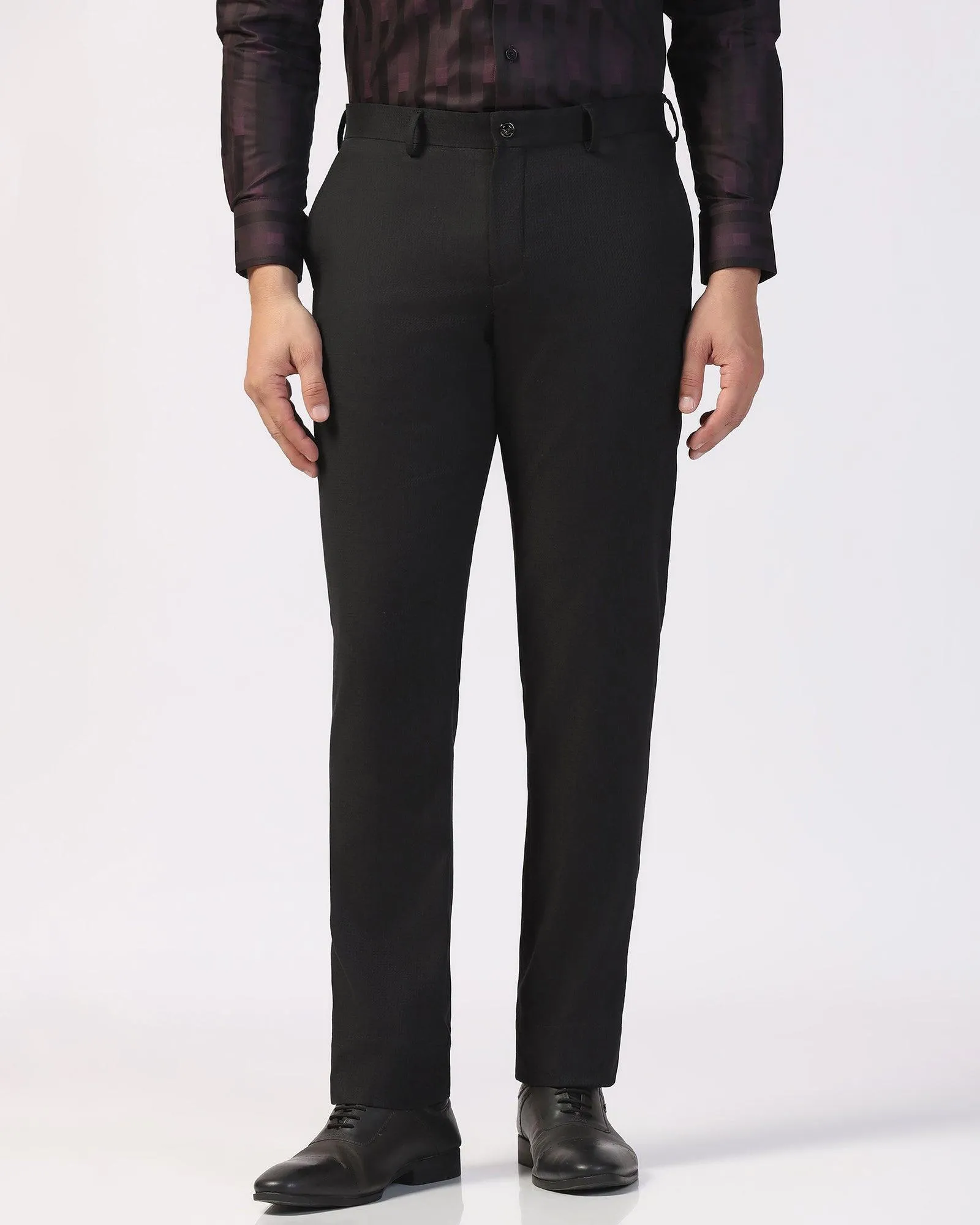 Slim Comfort B-95 Formal Black Textured Trouser - Zeta