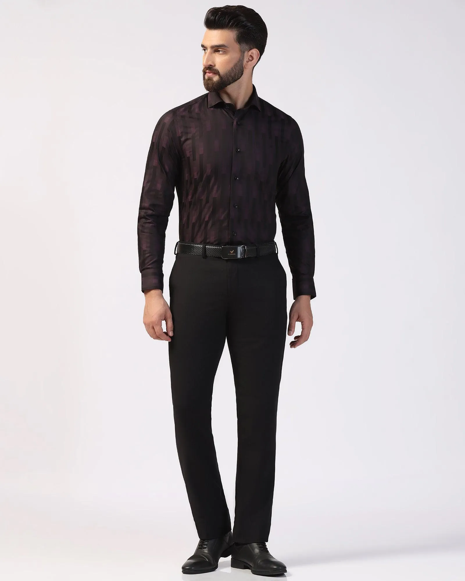 Slim Comfort B-95 Formal Black Textured Trouser - Zeta