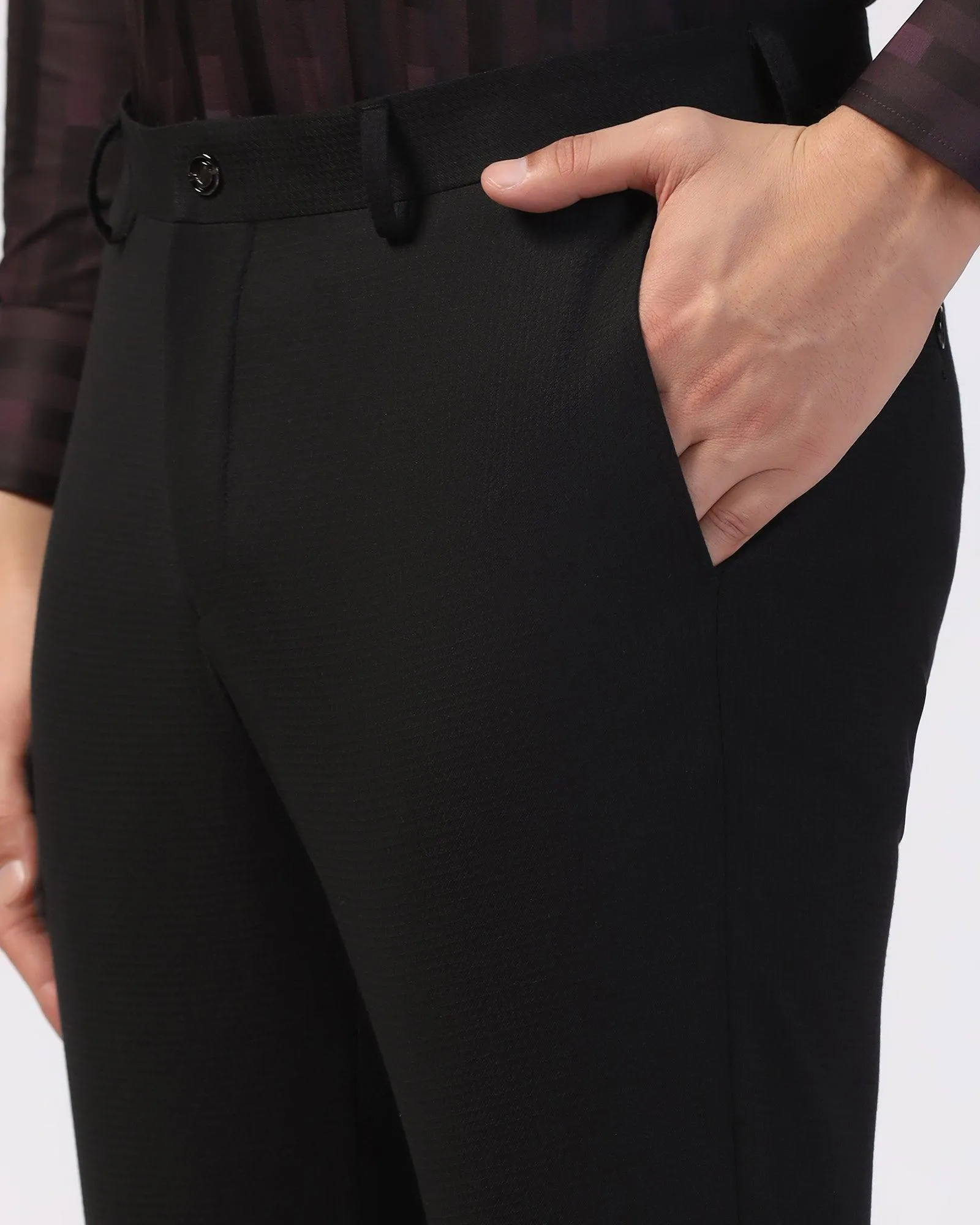 Slim Comfort B-95 Formal Black Textured Trouser - Zeta