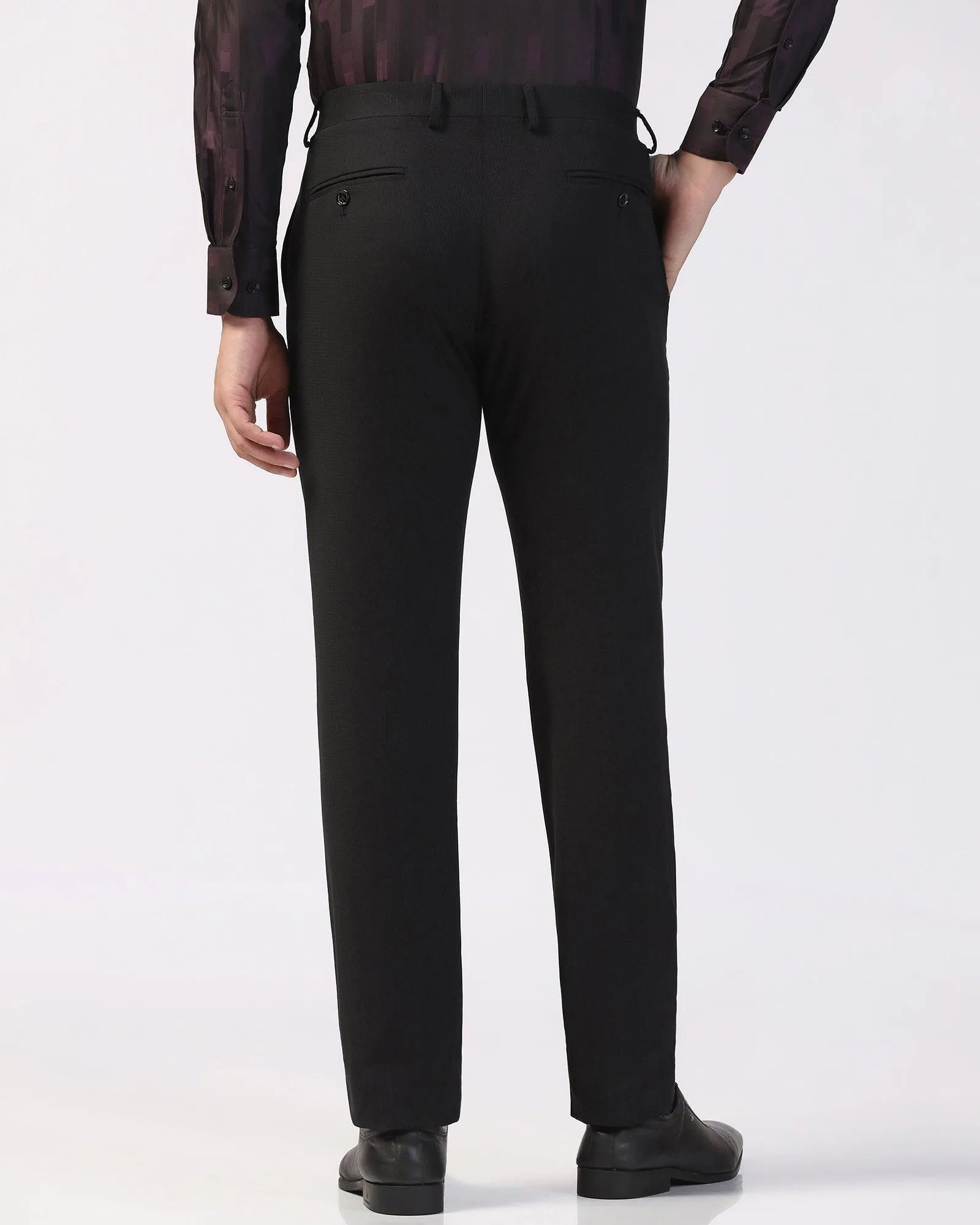 Slim Comfort B-95 Formal Black Textured Trouser - Zeta