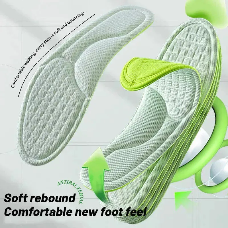 Sports Insoles for Shoes – 5D Massage Memory Foam Cushion for Shock Absorption & Breathable Comfort