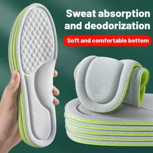 Sports Insoles for Shoes – 5D Massage Memory Foam Cushion for Shock Absorption & Breathable Comfort