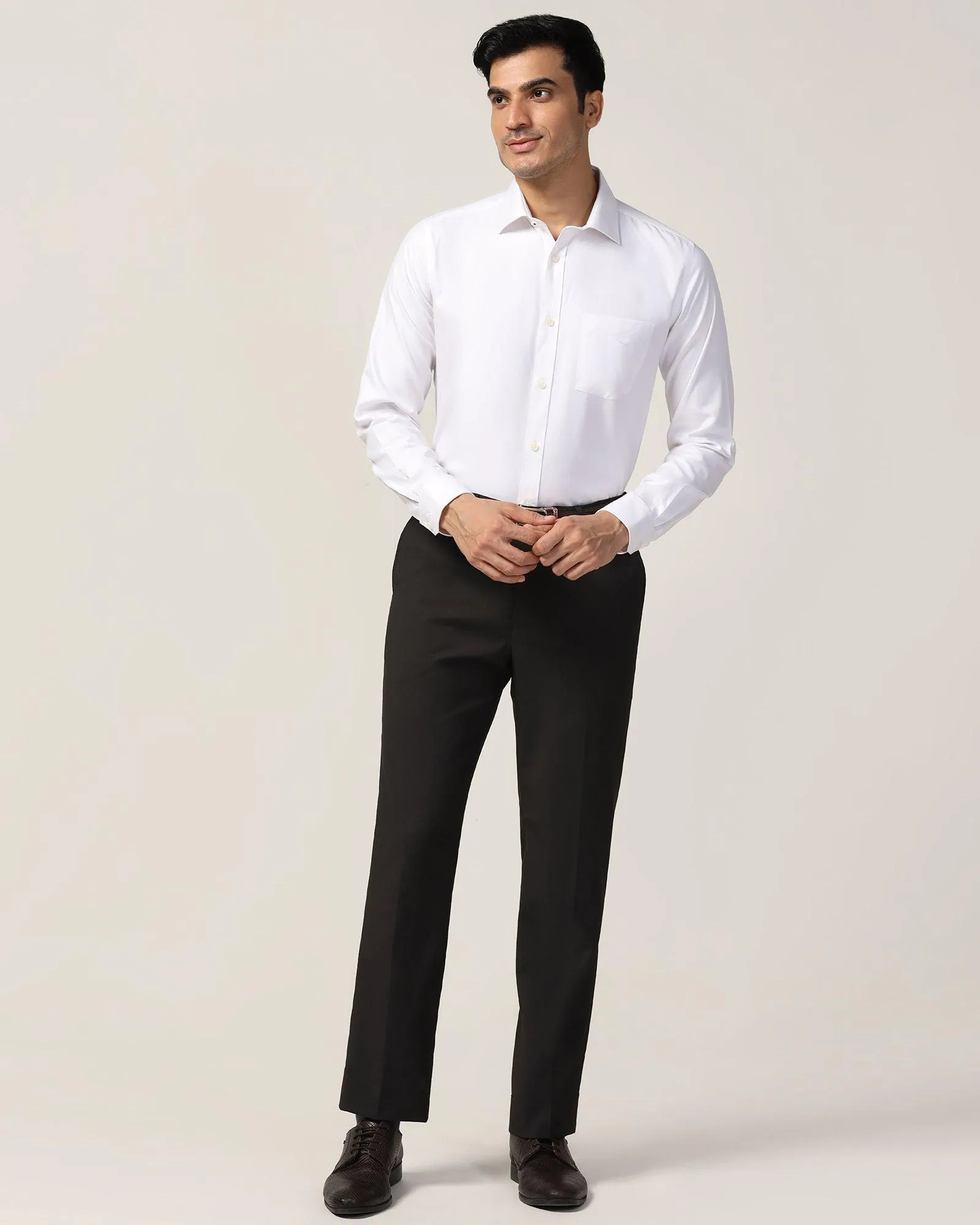 Straight B-90 Formal Black Textured Trouser - Mazda