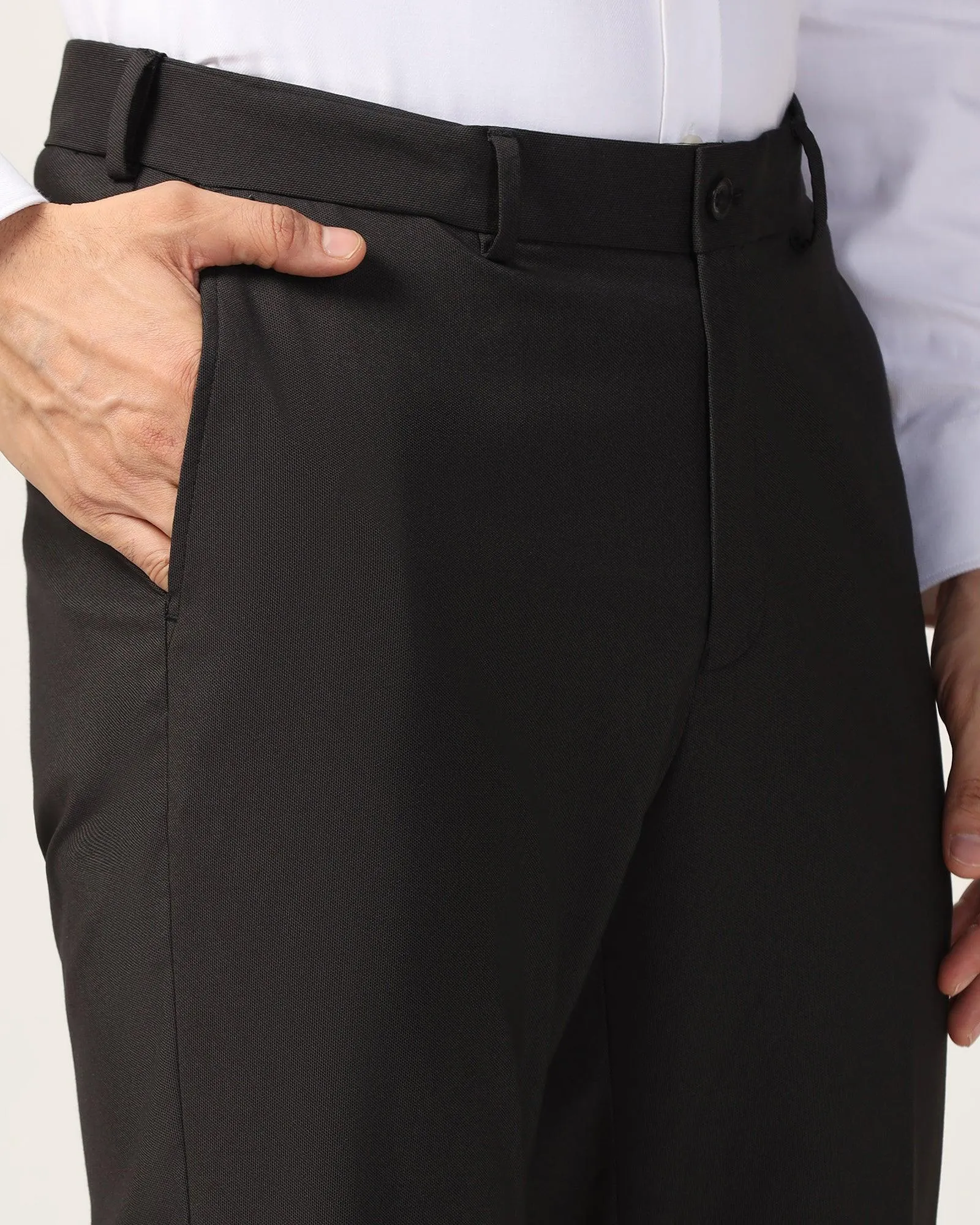 Straight B-90 Formal Black Textured Trouser - Mazda