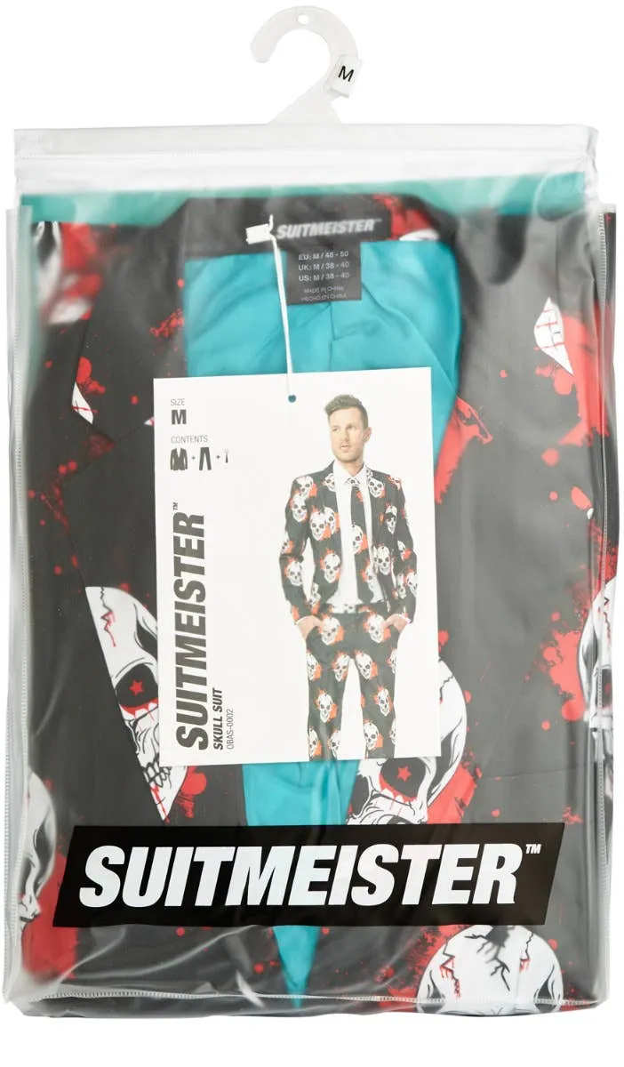 Suitmeister Skull Print Mens Novelty Halloween Suit