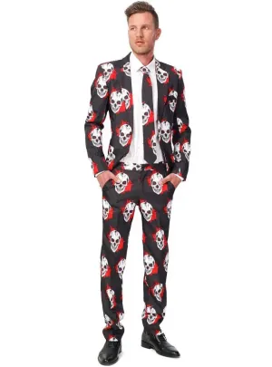 Suitmeister Skull Print Mens Novelty Halloween Suit