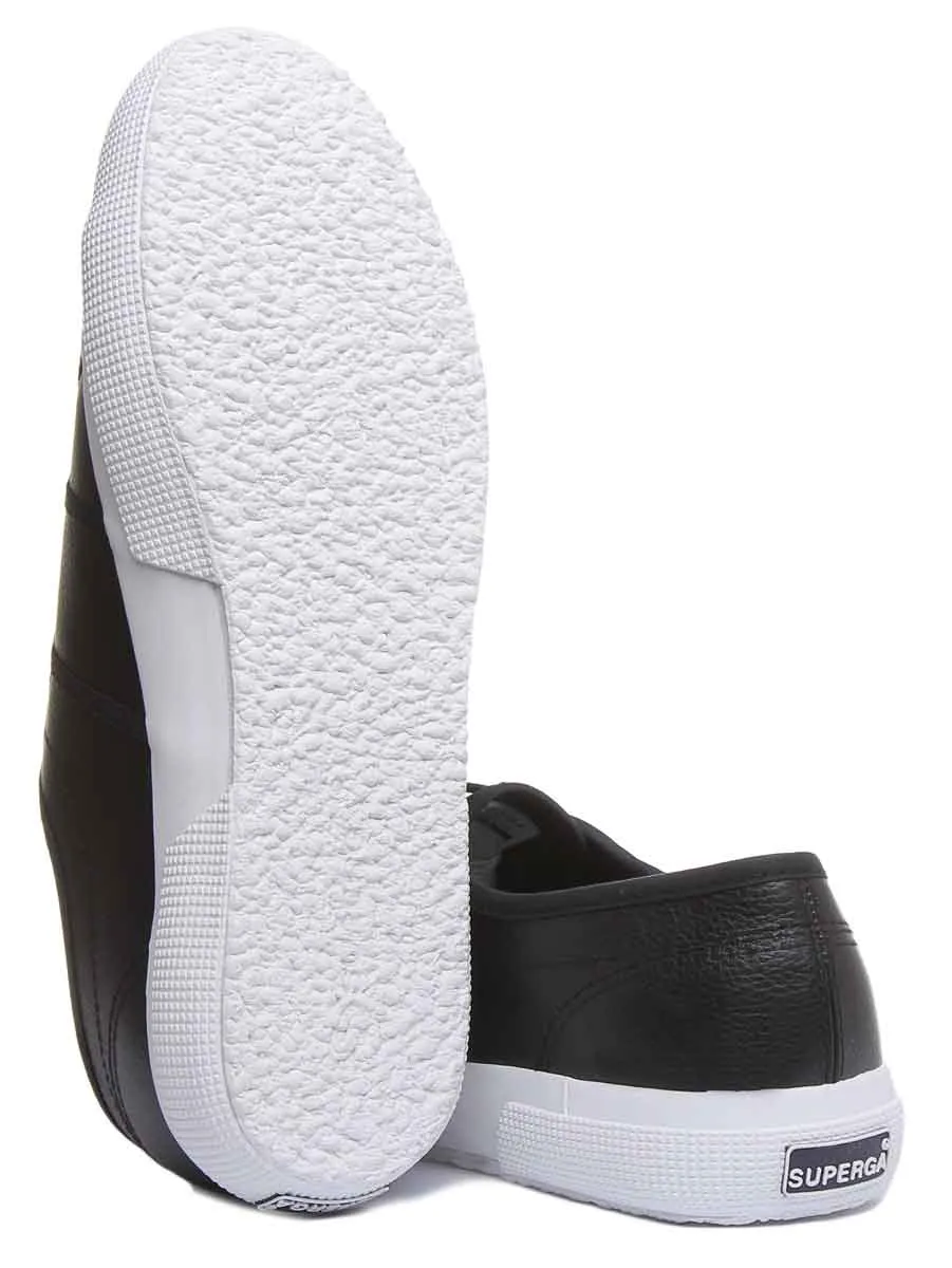 Superga 2750 Efglu In Leather Trainer Black White