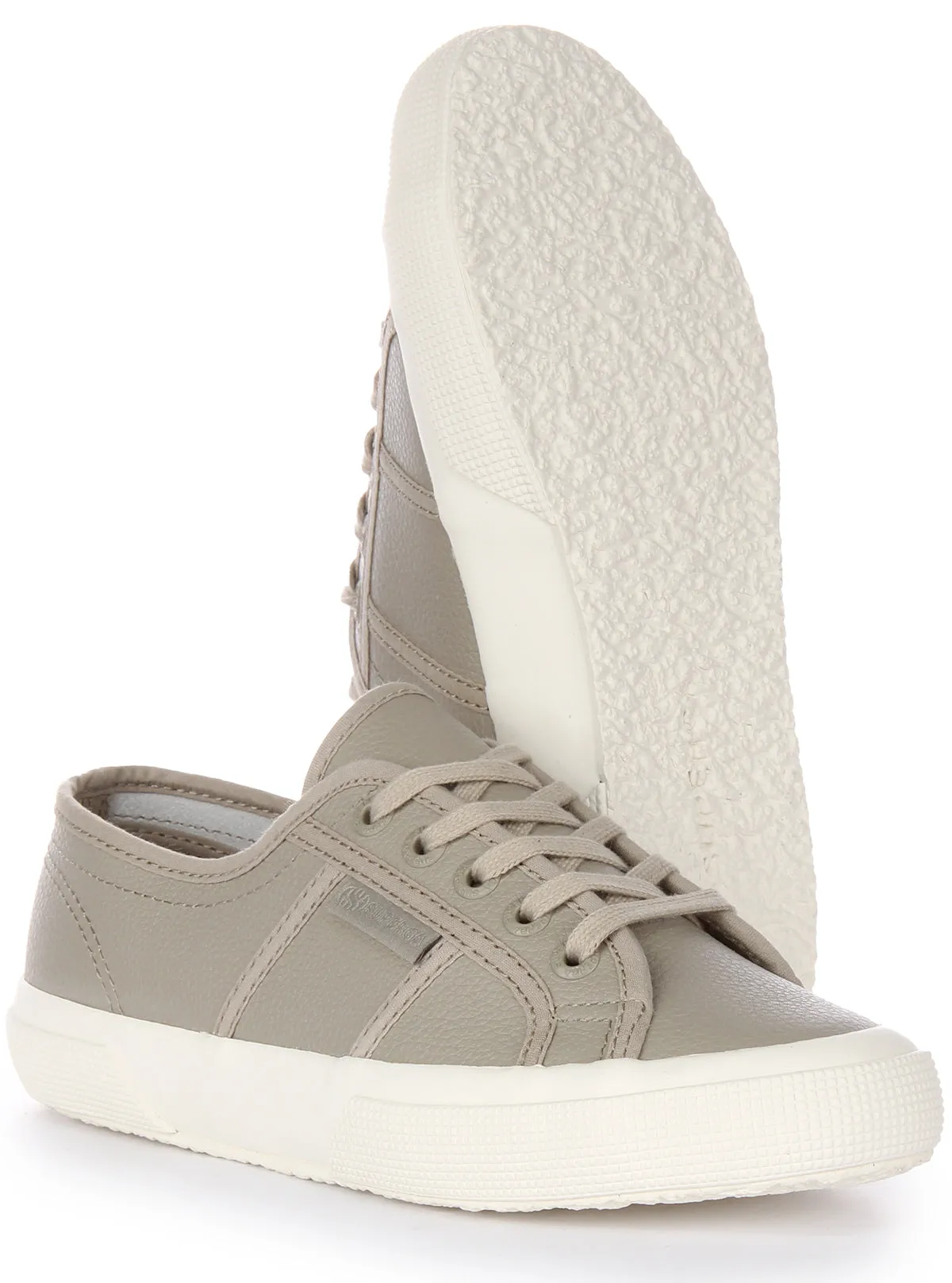 Superga 2750 Tumbled Leather In Grey For Unisex