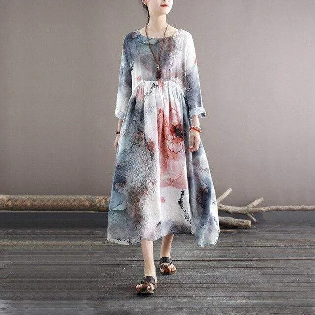 Sweet Serenity Watercolor Midi Dress