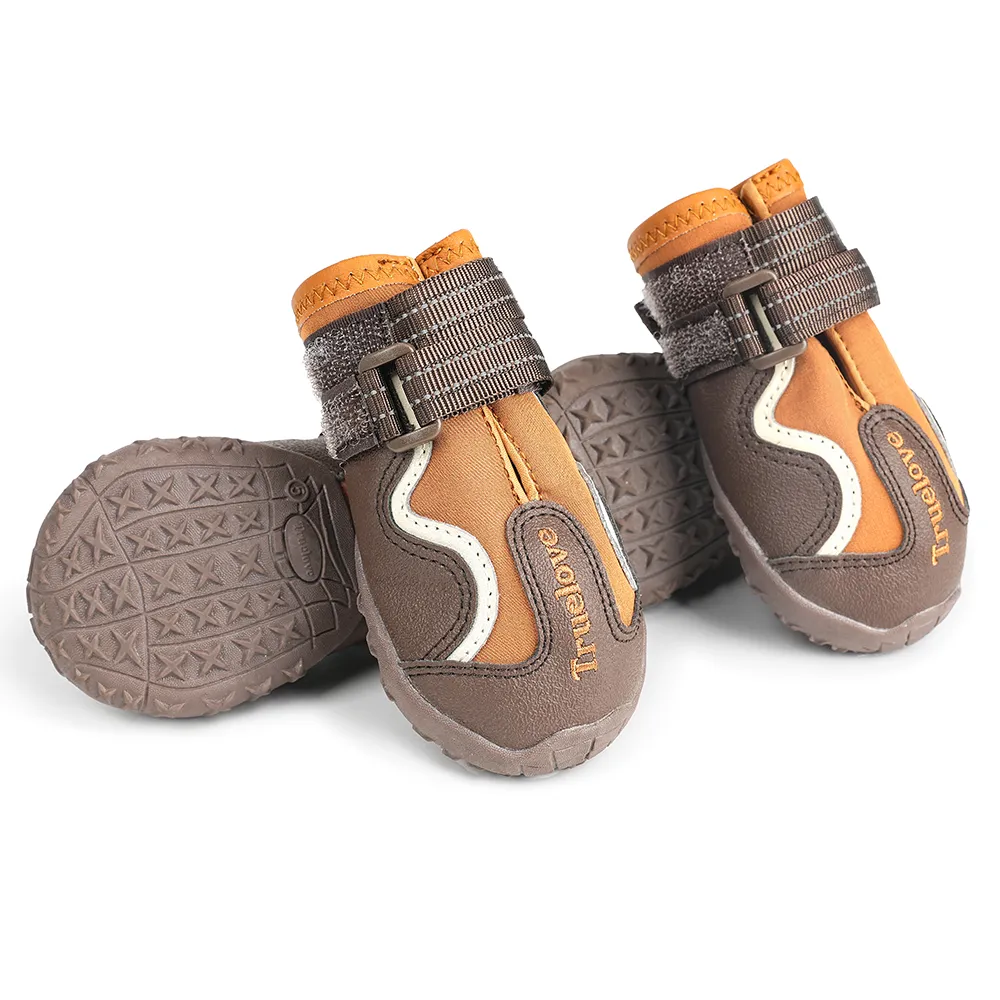 Truelove Reflective Waterproof and TPR Sole Shoes for Dogs (Pinecone/Glazed Ginger, Set of 4)