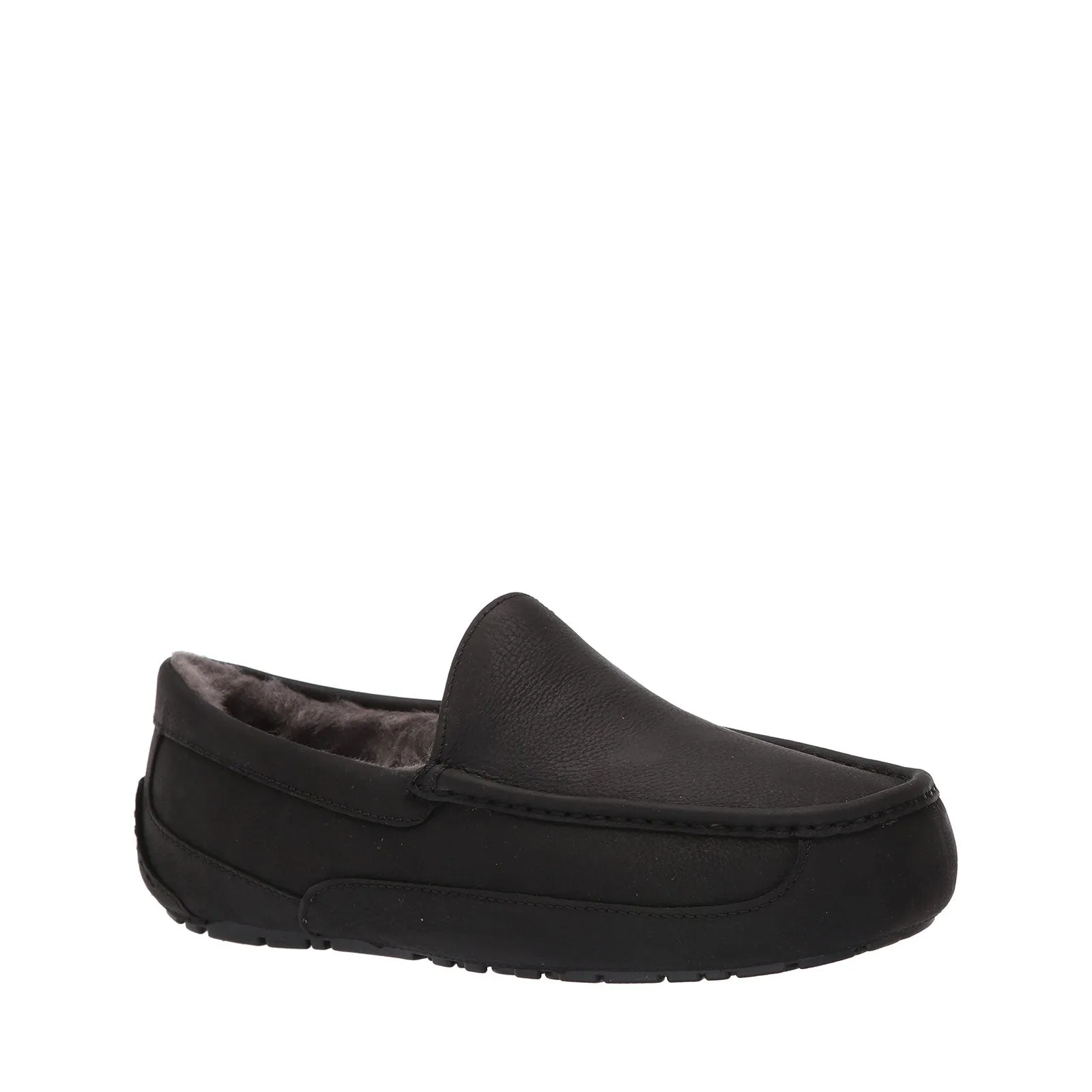 UGG Men's Ascot Slipper, Black Matte Leather