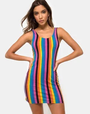 Uniper Bodycon Dress in New Vertical Mixed Stripe