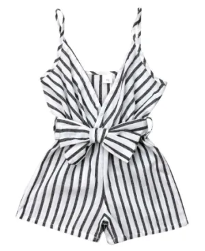 V-Neck Striped Romper