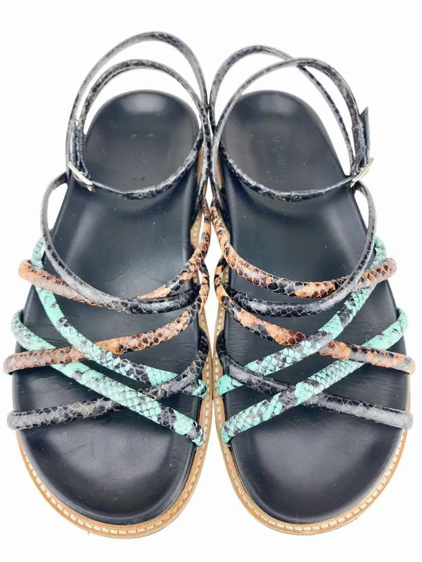 Vic Matie, Women's Snakeskin Sandals, Black/Multi, Size 39 (9)