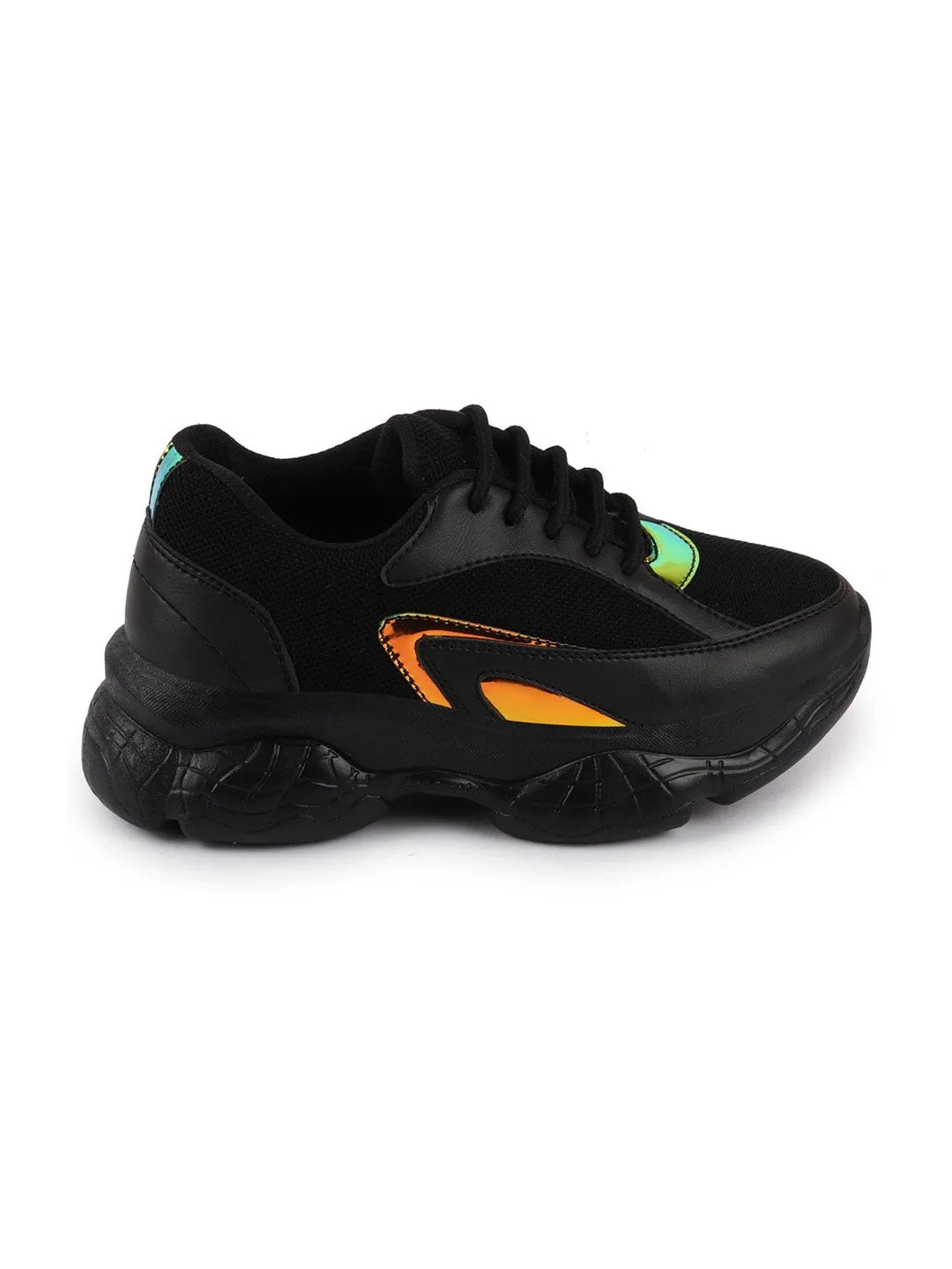 Women Black Sports & Outdoors Lace Up Running Shoes