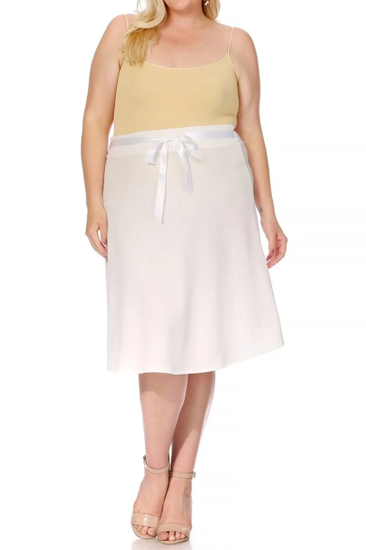 Women's Plus Size Casual Bow Tie Belted A Line Knee Length Skirts