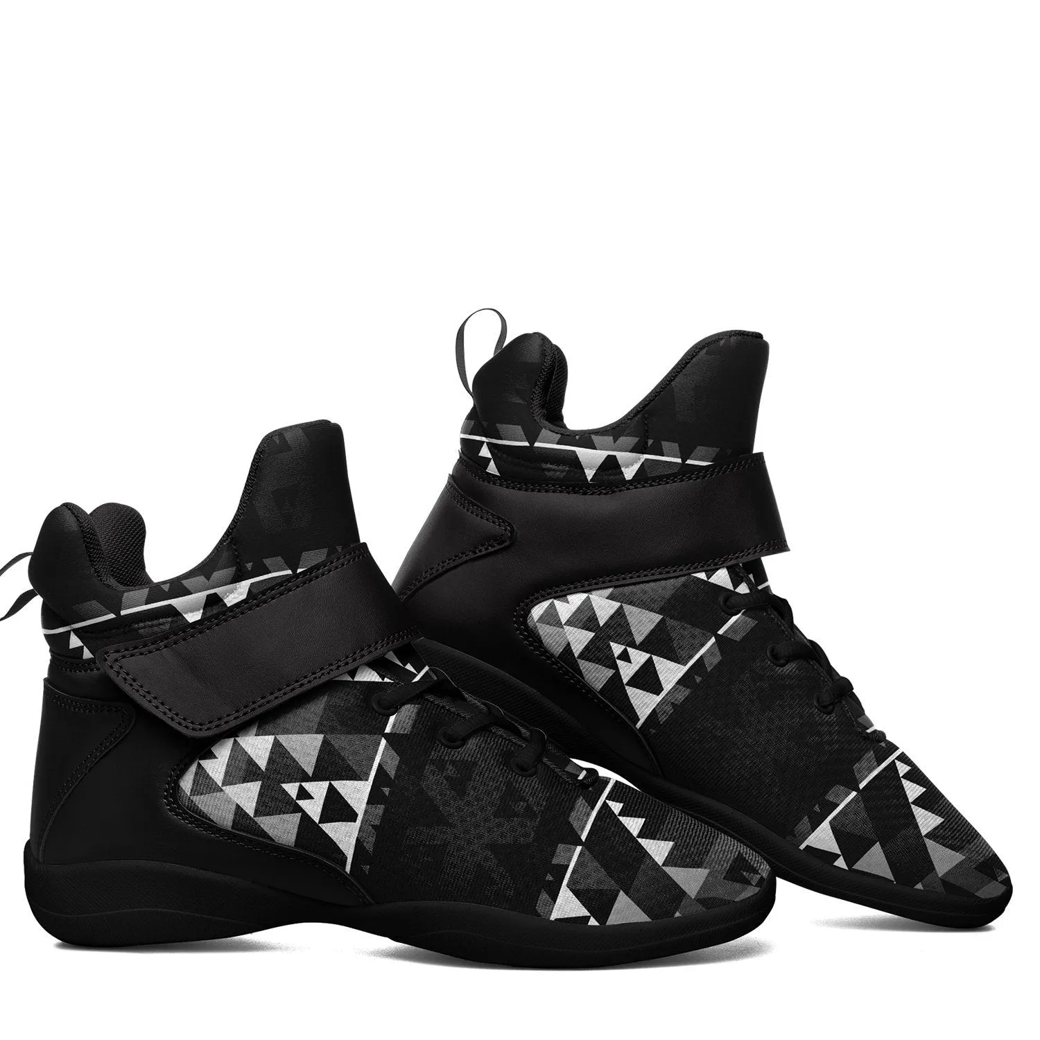 Writing on Stone Black and White Ipottaa Basketball / Sport High Top Shoes - Black Sole