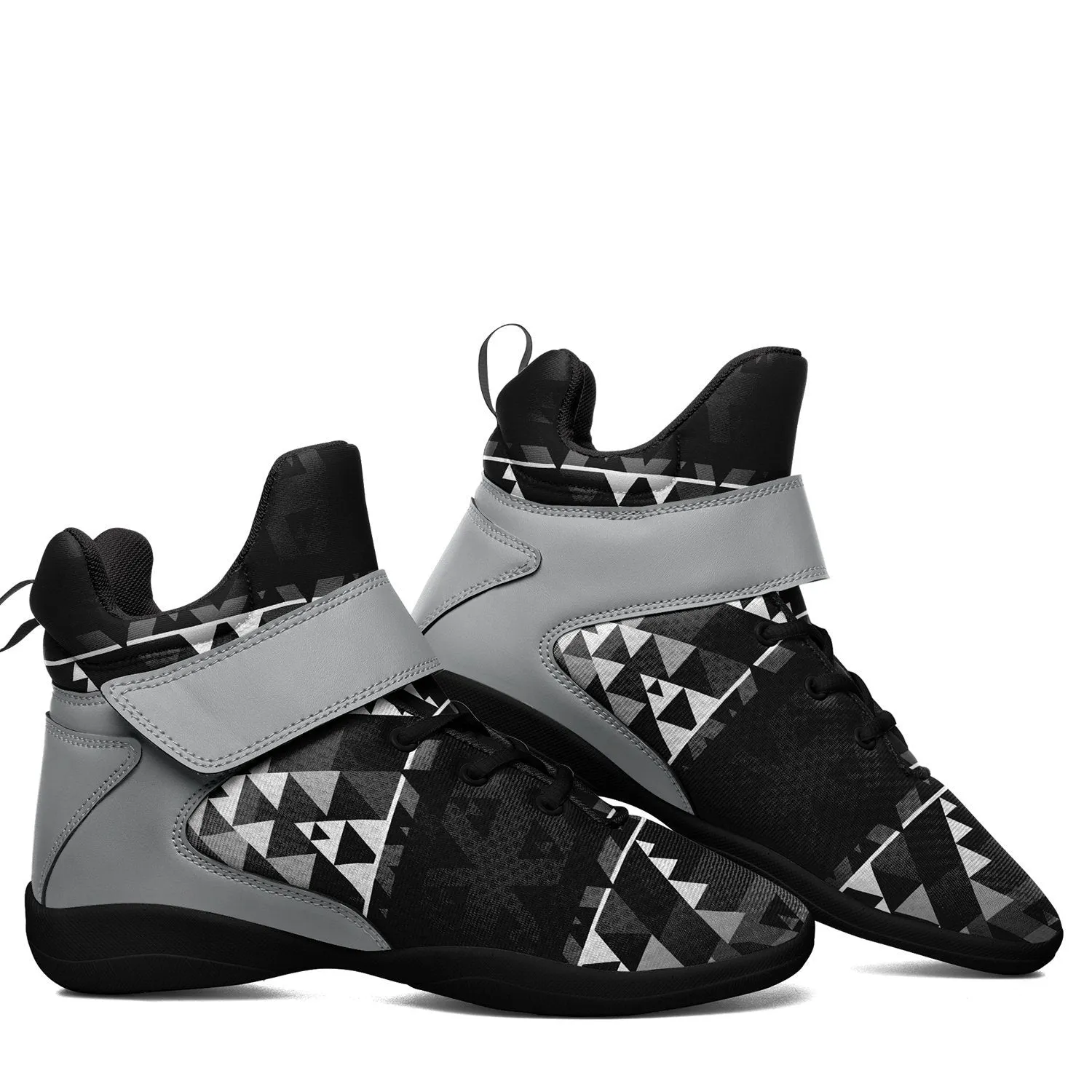 Writing on Stone Black and White Ipottaa Basketball / Sport High Top Shoes - Black Sole