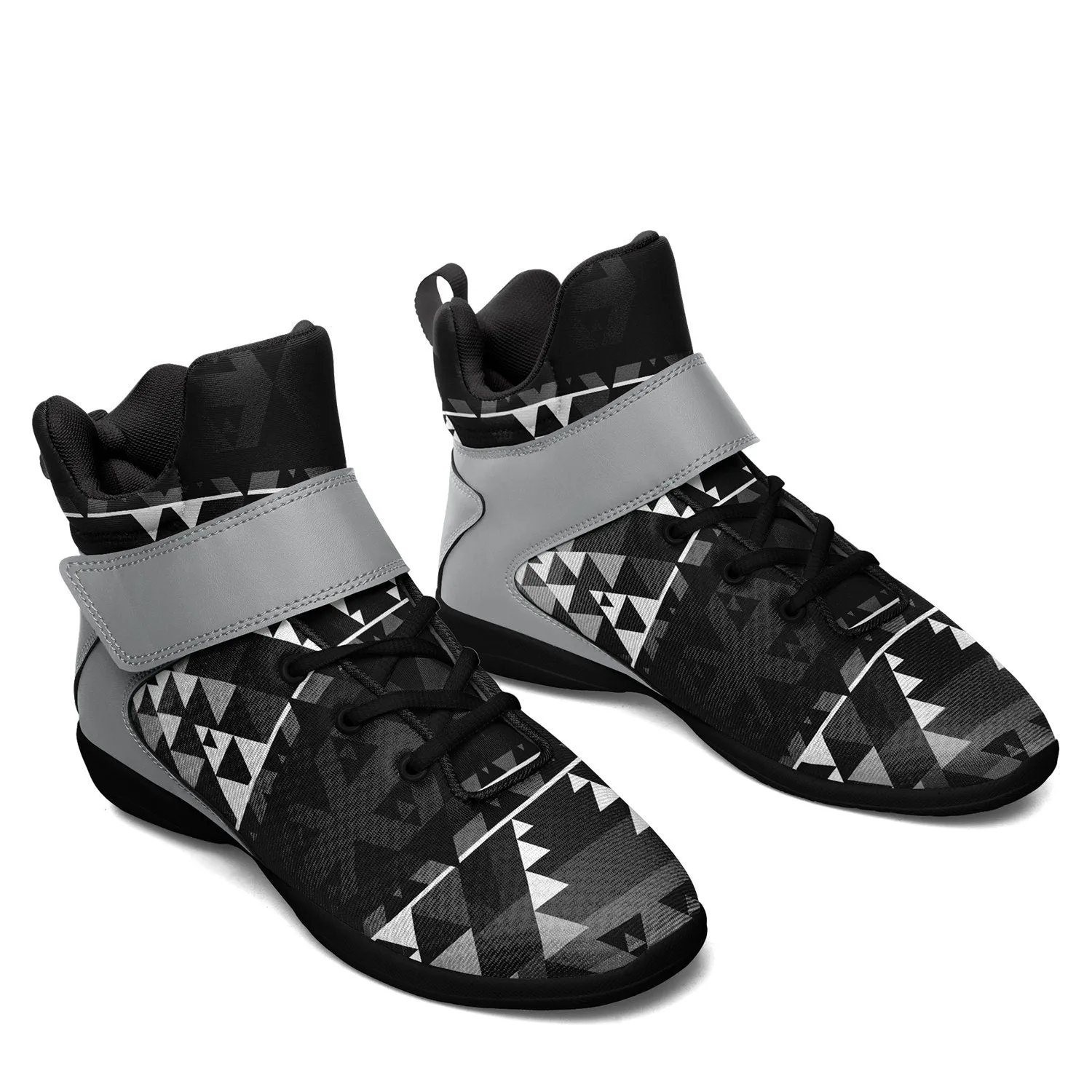 Writing on Stone Black and White Ipottaa Basketball / Sport High Top Shoes - Black Sole