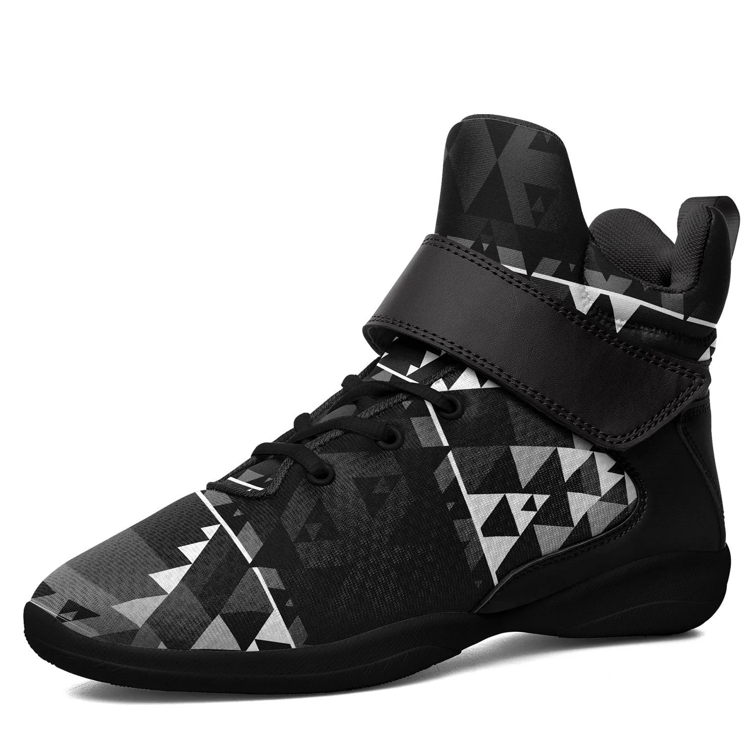 Writing on Stone Black and White Ipottaa Basketball / Sport High Top Shoes - Black Sole