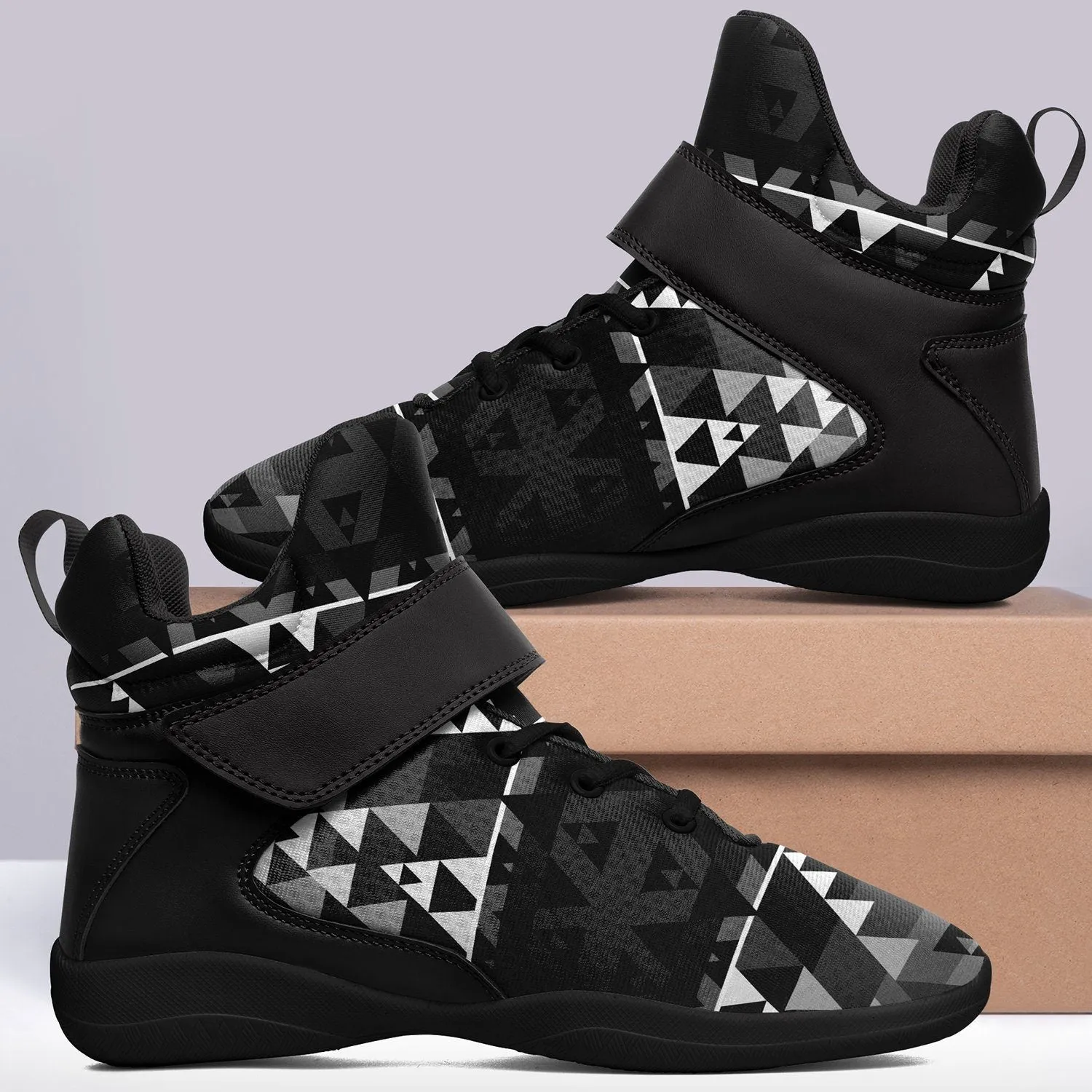 Writing on Stone Black and White Ipottaa Basketball / Sport High Top Shoes - Black Sole