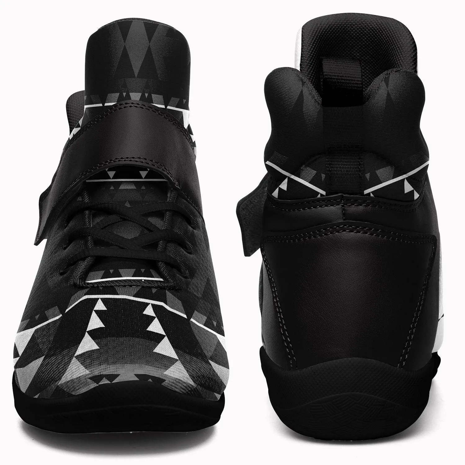 Writing on Stone Black and White Ipottaa Basketball / Sport High Top Shoes - Black Sole