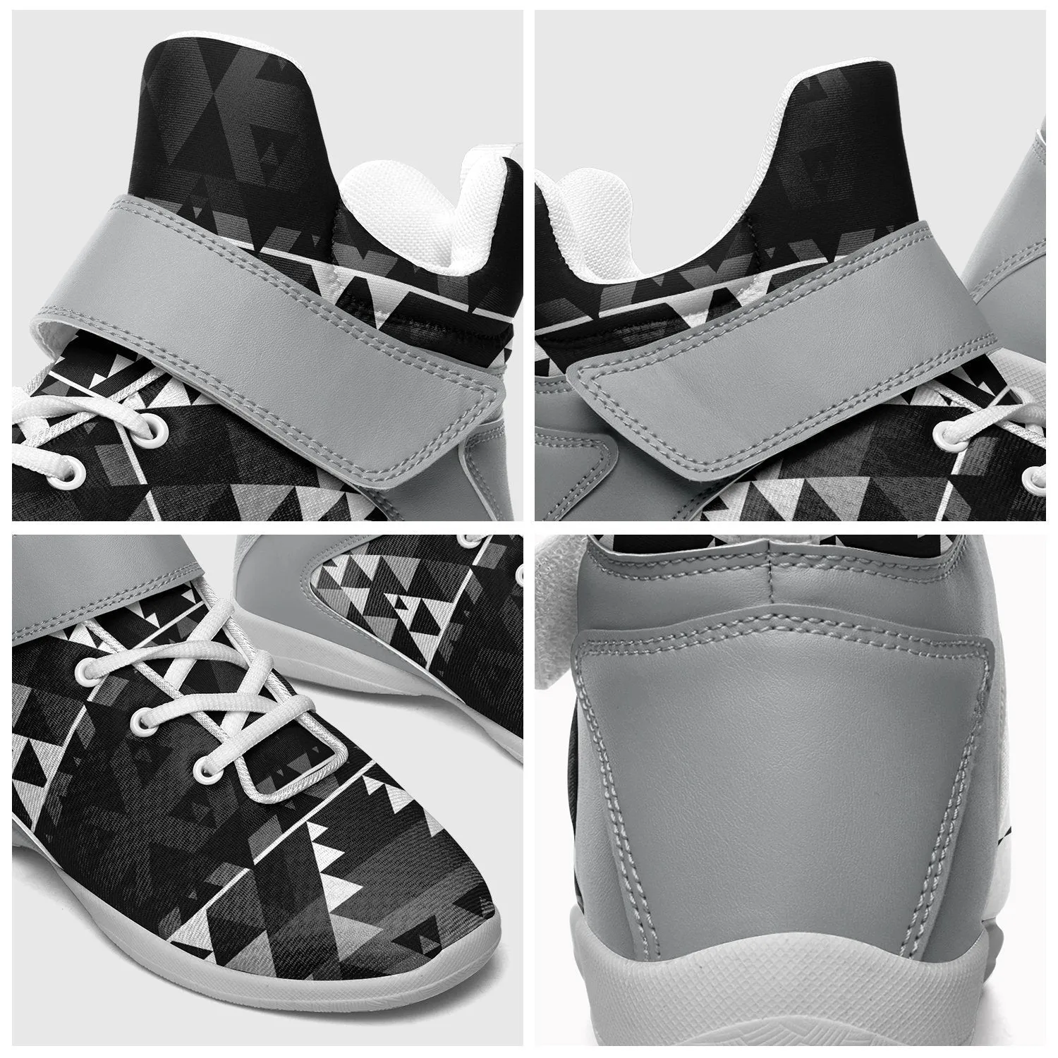 Writing on Stone Black and White Ipottaa Basketball / Sport High Top Shoes - White Sole