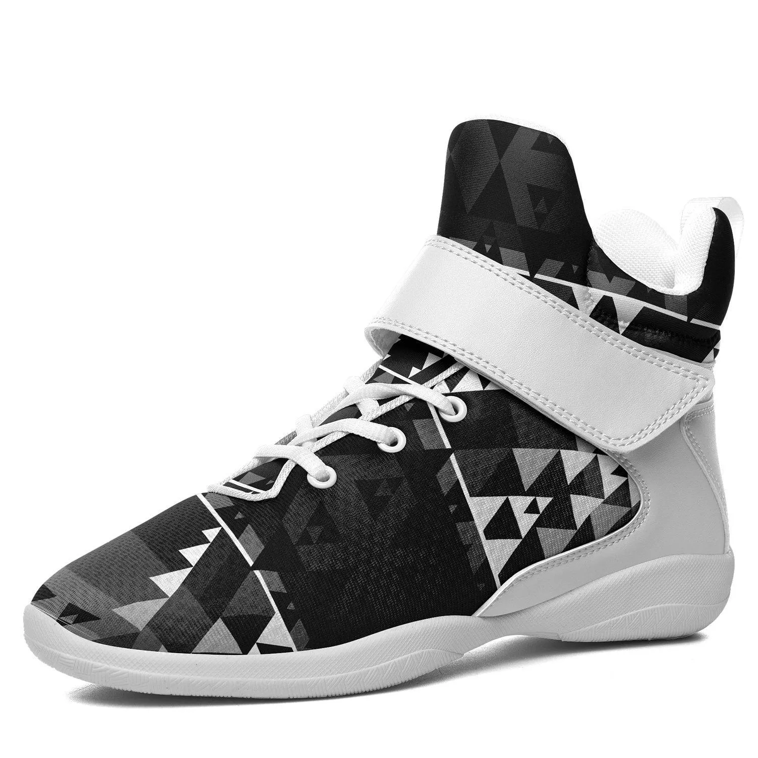 Writing on Stone Black and White Ipottaa Basketball / Sport High Top Shoes - White Sole