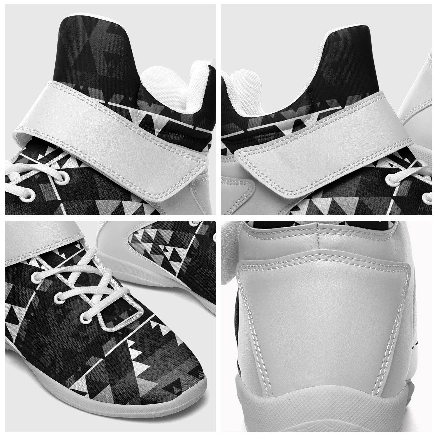 Writing on Stone Black and White Ipottaa Basketball / Sport High Top Shoes - White Sole