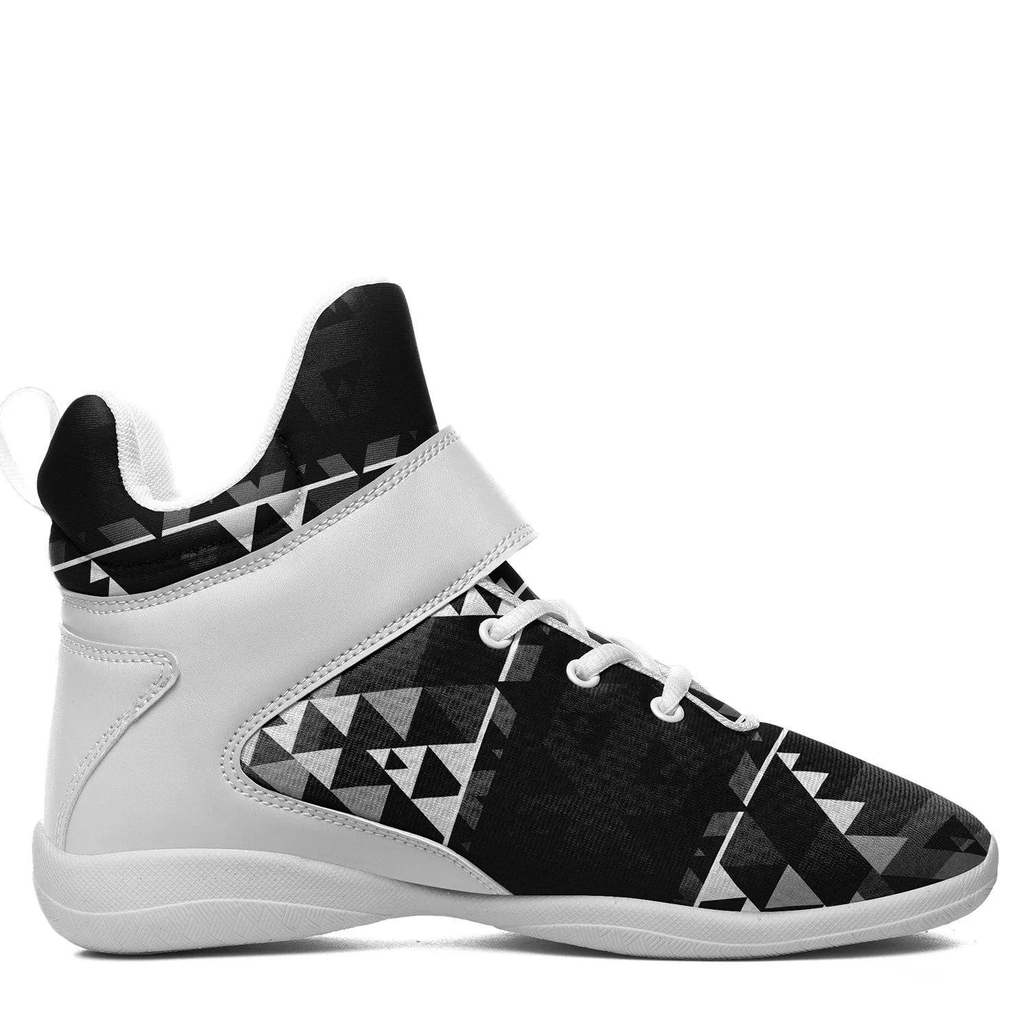 Writing on Stone Black and White Ipottaa Basketball / Sport High Top Shoes - White Sole