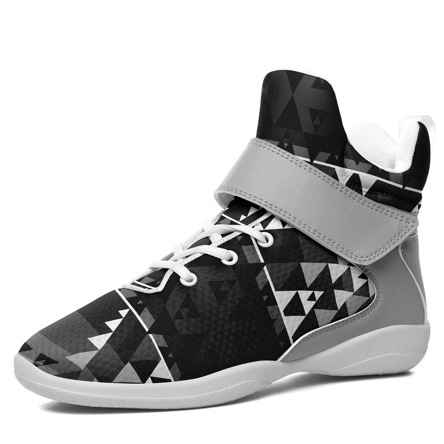 Writing on Stone Black and White Ipottaa Basketball / Sport High Top Shoes - White Sole