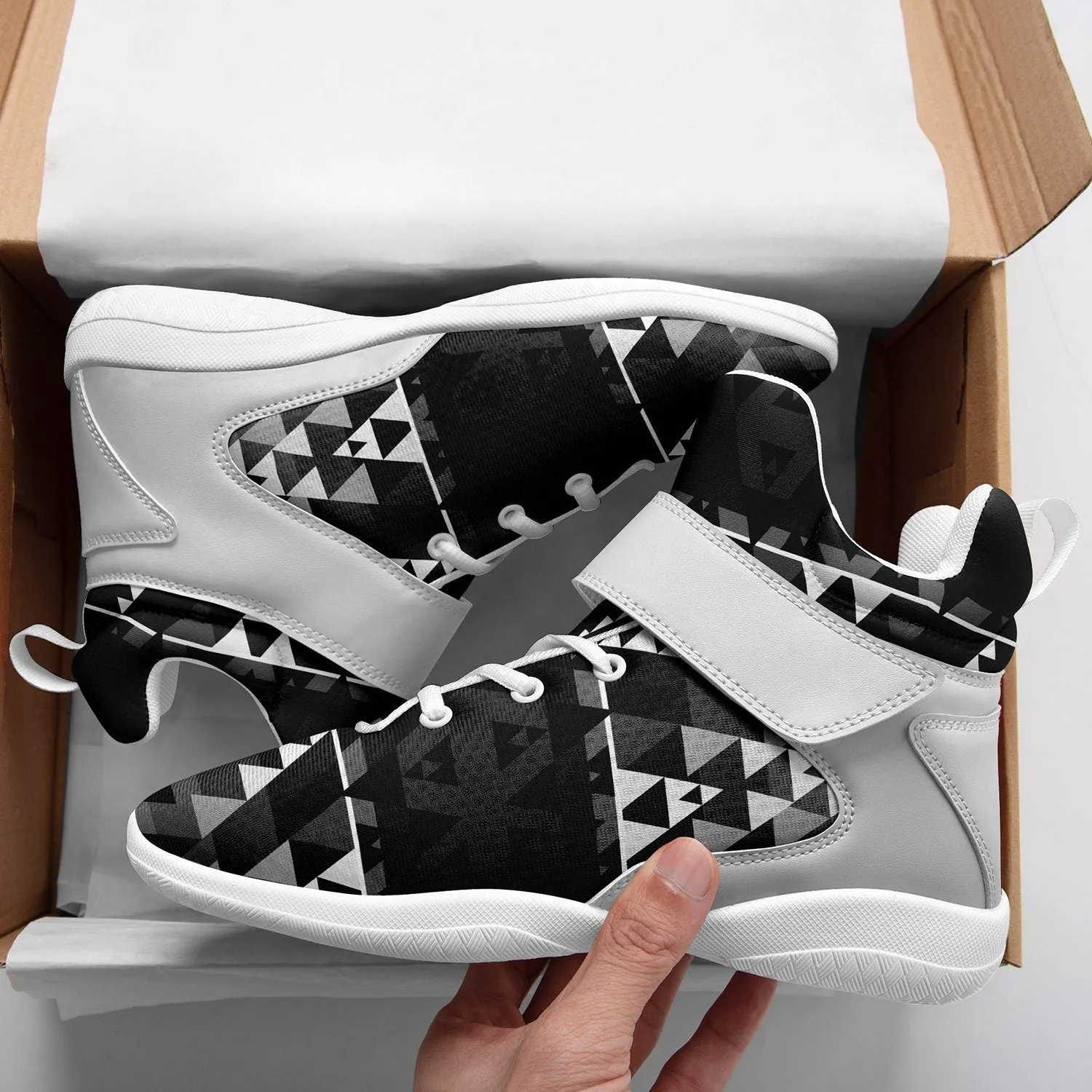 Writing on Stone Black and White Ipottaa Basketball / Sport High Top Shoes