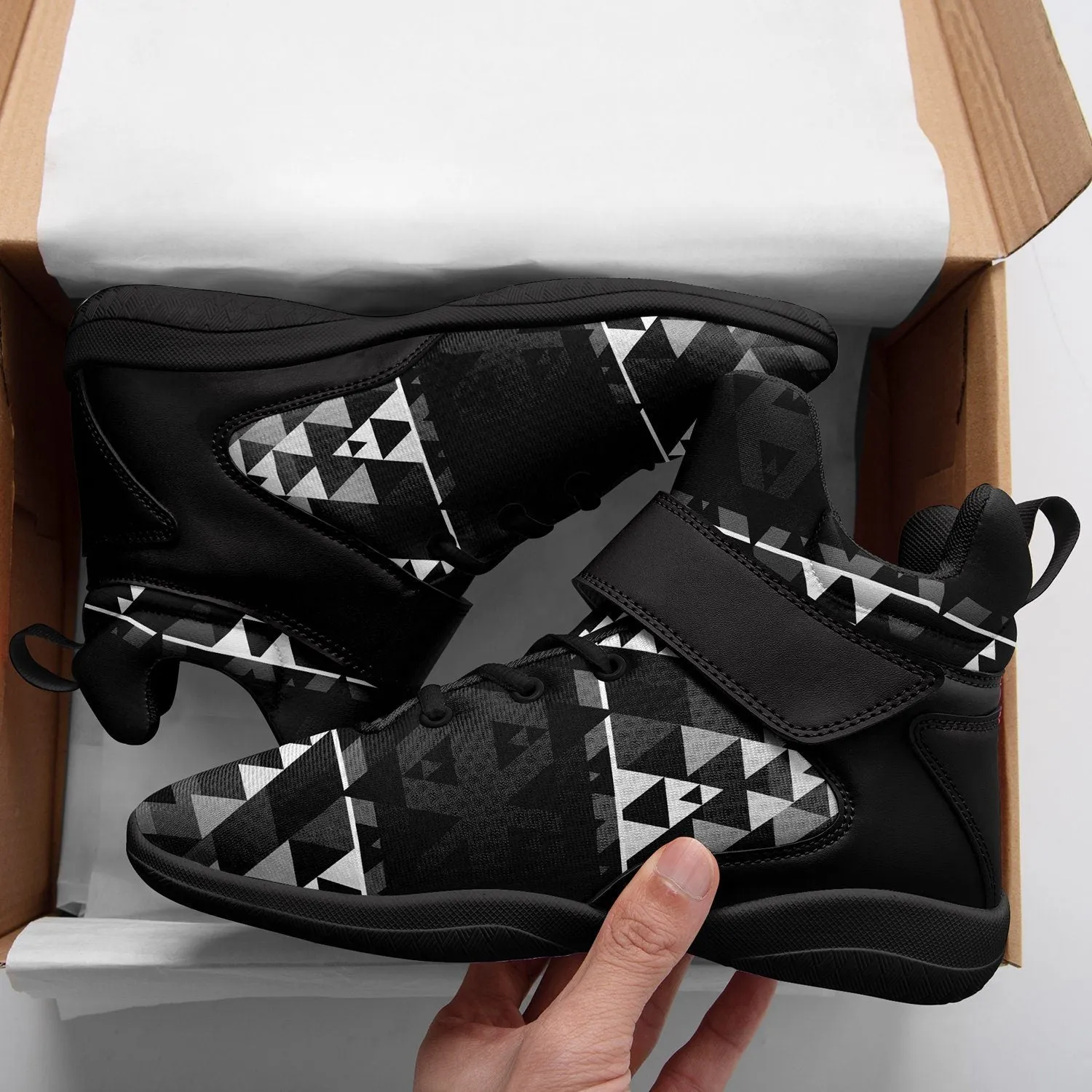 Writing on Stone Black and White Ipottaa Basketball / Sport High Top Shoes