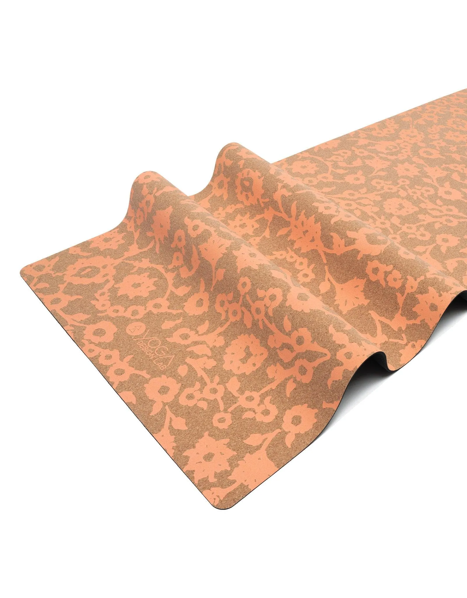 Yoga Design Lab - Cork Yoga Mat - Floral Batik Coral - 70" (178 cm) - Best For Eco-Conscious Yogis